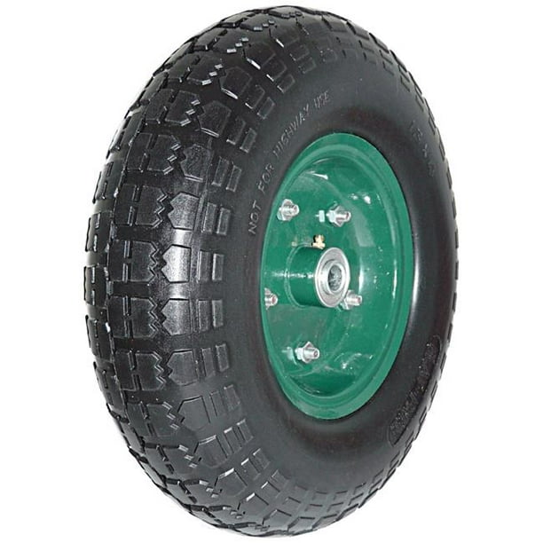 14 in. Flat Free Wheelbarrow Tire on Wheel with 46 in. Centered Hub