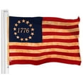 thumbnail image 2 of G128 Combo Pack: American USA Tea-Stained Flag 3x5 Ft & Betsy Ross 1776 Tea-Stained Flag 3x5 Ft | Both LiteWeave Pro Series Printed 300D Polyester, Brass Grommets, 2 of 8