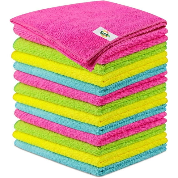 SCRUBIT Microfiber Cleaning Towels Absorbent, Lint Free Microfiber Cleaning Cloth, 12-Pack