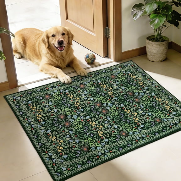 WETRBWEH 2x3 Entryway Rugs, Vintage Washable Door Mat, Low Pile Non-Slip Kitchen Rugs, Stain Resistant Small Throw Rug for Entrance, Bedroom, Kitchen