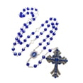 thumbnail image 1 of 8mm Blue Crystal Beads Rosary Necklace Medal Crucifix Cross Pendant Chain Catholic Religious Jewelry for Women Girl Gift, 1 of 4