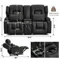 thumbnail image 2 of IPKIG Loveseat Recliner Sofa, Double Manual Recliner RVs Sofa with Storage Console, Side Pockets Cup Holder, Wingback Loveseat Reclining Couch for Living Room, Bedroom, RVs, Black, 2 of 7