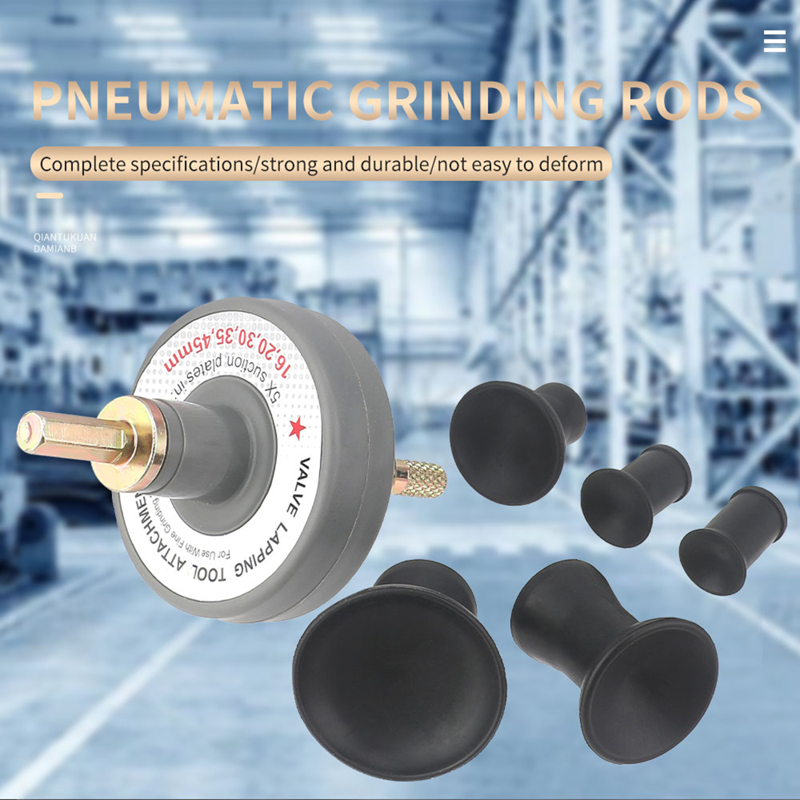 Universal Valve Lapping Tool Kit With 5 Suction Cups - For Small Engine Valve Grinding (1000-1250 RPM)