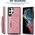 thumbnail image 2 of for Samsung Galaxy S22 Ultra (Not S22) Crossbody Wallet Case for Women, Bling Glitter PU Leather Phone Case with RFID Blocking Card Holder Cover for Samsung Galaxy S22 Ultra SZ Rose Gold, 2 of 18