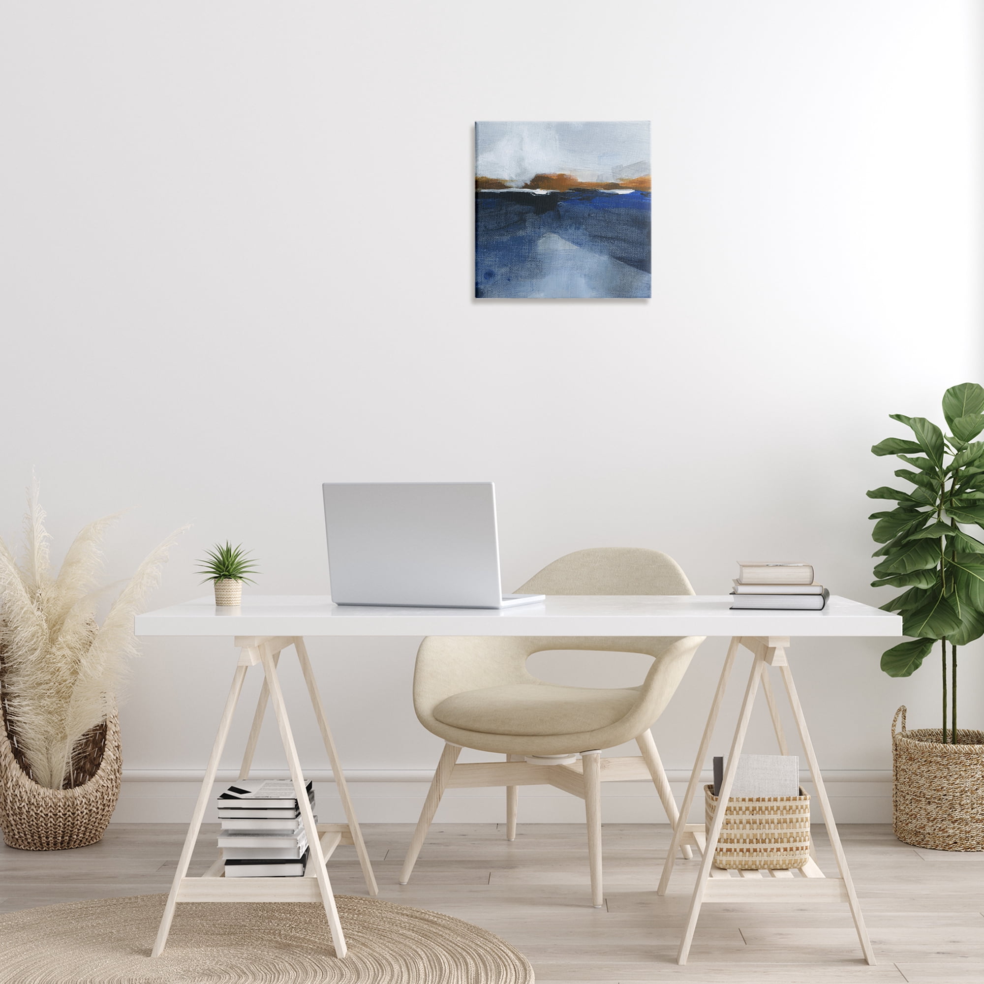 Stupell Industries Ocean Cliffs Impression Abstract Painting Gallery Wrapped Canvas Art Print Wall Art, 17 x 17
