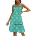 thumbnail image 1 of Let It Snow - Mint Square Neck Dress Back Lacing Backless Dress Elegant Beach Party Dress Korean Snowflakes Pattern Winter, 1 of 5