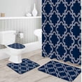 thumbnail image 3 of FMSHPON Modern Geometric 4 Piece Bathroom Set Shower Curtain Bath Rug Contour Mat and Toilet Lid Cover, 3 of 8