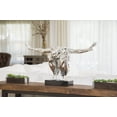 thumbnail image 3 of Modern Decorative Saluting Man Resin Large Sculpture 37" Wide x 19" Tall // Chrome, 3 of 9