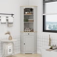 thumbnail image 6 of YIYADO 68" Tall Farmhouse Corner Cabinet, Corner Storage with 1 Door, 1 Drawer and an Adjustable Shelf, Farmhouse Bar Storage, White, 6 of 6