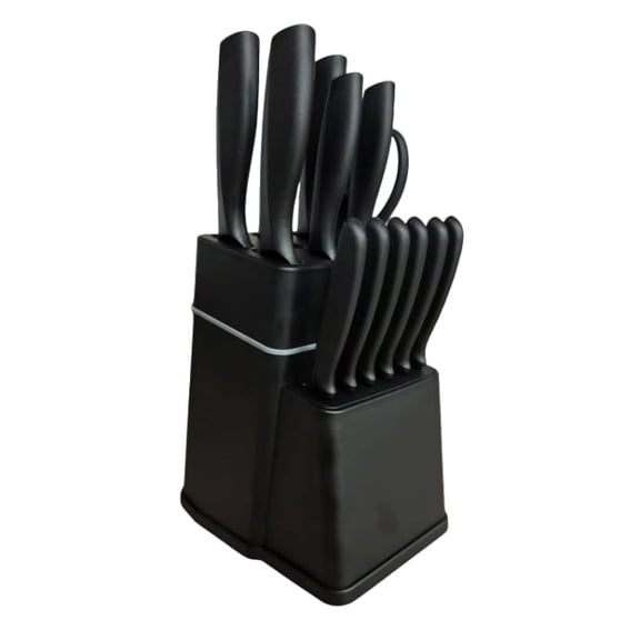 LapEasy 15pcs Kitchen Knife Set, Stainless Steel Knife Block with Built-in Sharpener