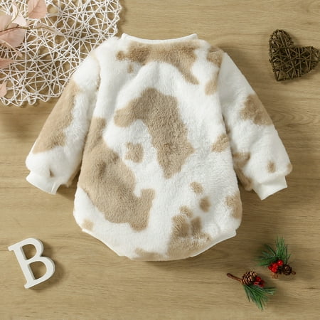 

Cathalem Toddler Girls Christmas Outfits Newborn Infant Baby Boys Girls Romper Outwear Fleece Plush Baptism Outfits for Girls Childrenscostume Khaki 18-24 Months