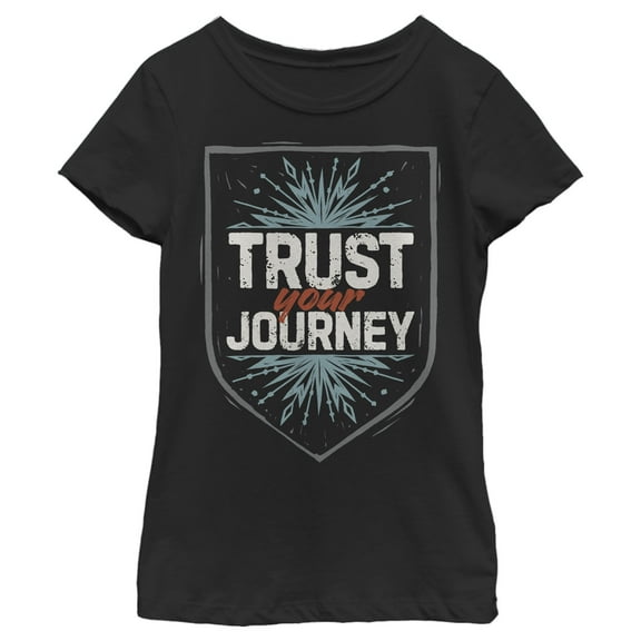 Girl's Frozen 2 Trust Your Journey Crest  Graphic Tee Black Small
