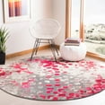 thumbnail image 3 of SAFAVIEH Madison Candelario Abstract Polka Dots Area Rug, Grey/Red, 5' x 5' Round, 3 of 8