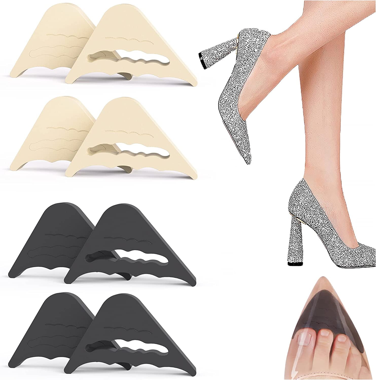 4 Pairs Soft Sponge Big Toe Plug Foot Brace Pads Adjustable Shoe Filler