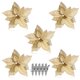 thumbnail image 2 of Worallymy 5 Piezas Poinsettia Flores Artificiales de Navidad Decoraciones Adornos de Árbol de Navidad Rojo Brillo Dorado con Clips Worallymy JD735800500, 2 of 7