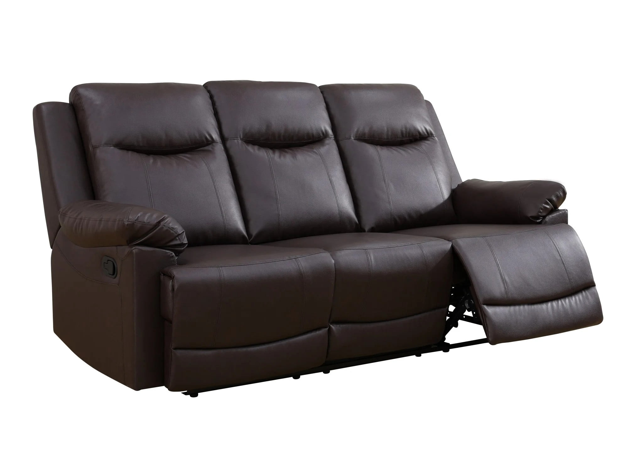 Gewnee Brown 3-Seater Sofa, Air Leather & High-Elastic Sponge, Adjustable Recline, Perfect for Living Rooms