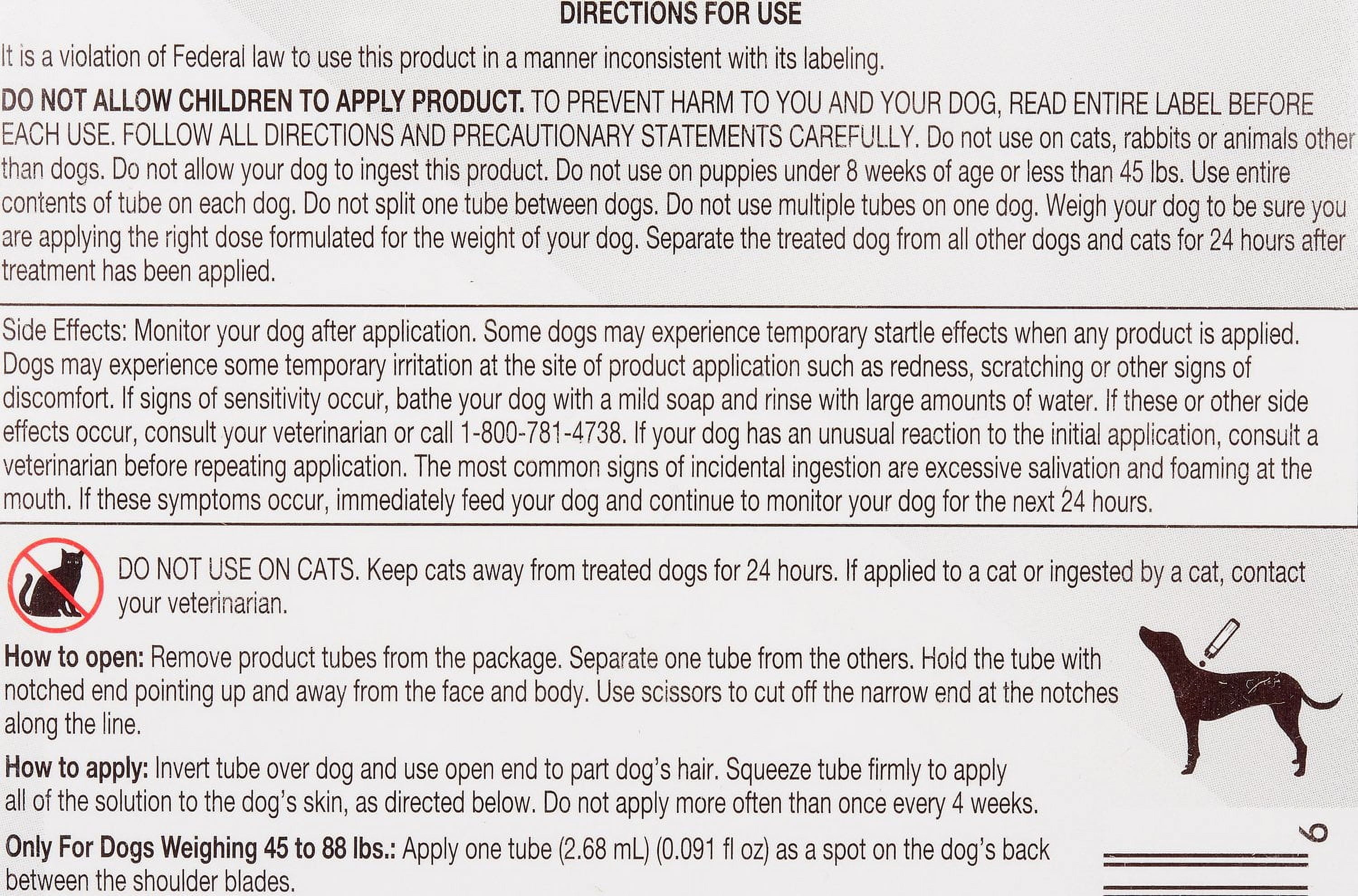 Sentry FiproGuard Dog Flea & Tick Topical 45-88 Pound, 6 Monthly Treatments