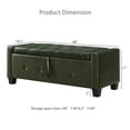 thumbnail image 5 of 48" Storage Ottoman Bench, Upholstered Faux Leather Entryway Bench with Seating, Tufted Large End of Bed Ottomans for Living Room, Bedroom, Holds up to 300 lb, Dark Green, 5 of 9
