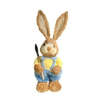14-Inch Outdoor Easter Bunny Decor, 35cm Tall Faux Rush Rabbit Statue, Weather-Resistant for Garden, Patio & Spring Landscape Display G
