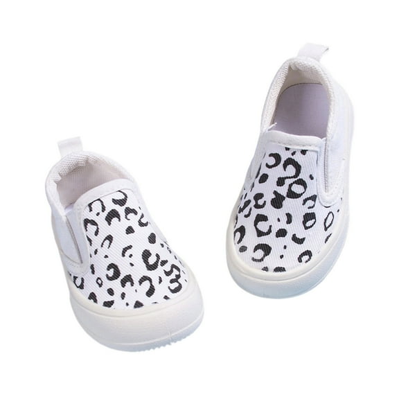 WZEIIOT Toddler -Ons Leopard Print Design Casual Breathable Canvas Shoes Comfortable Lightweight Everyday Wear On Shoes For Little Girls
