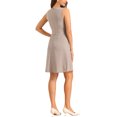 thumbnail image 3 of INSPIRE CHIC Vestido sin mangas de corte ajustado y acampanado de cuadros houndstooth por encima de la rodilla M Marrón claro, 3 of 6
