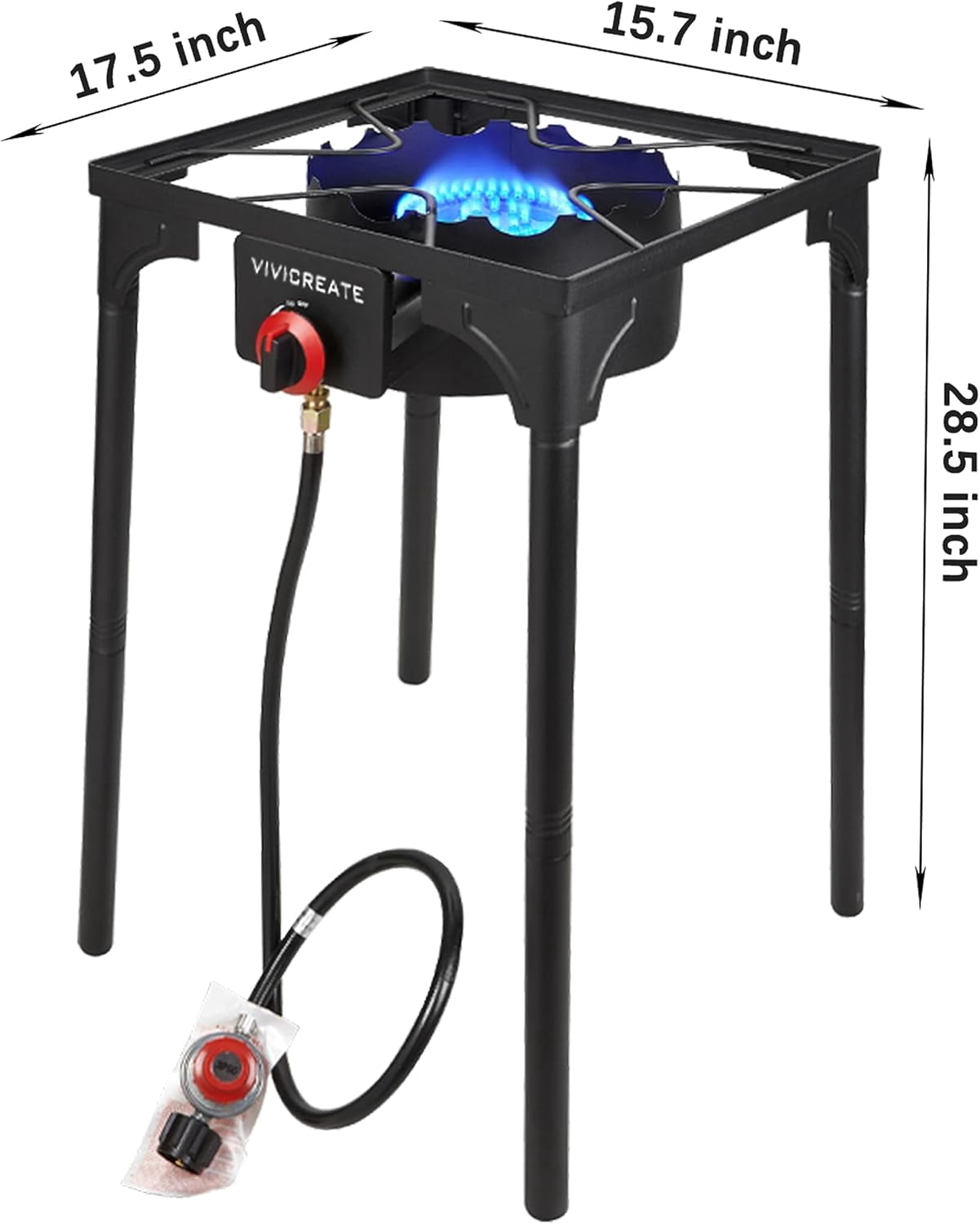 Vivicreate 30000 BTU free standing Outdoor Stove, Side burners,Camping Stove, 0-20 PSIG high pressure stove include CSA listed regulator and gas pipe