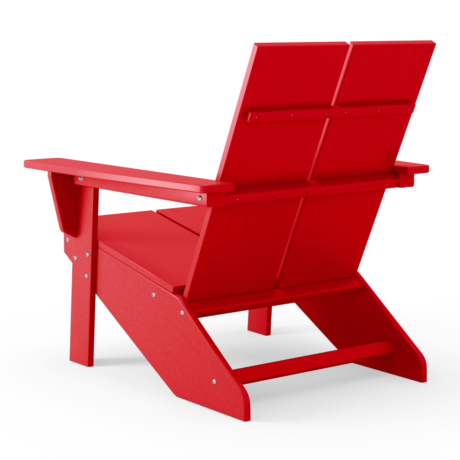 WestinTrends Riviera Outdoor HDPE Modern Adirondack Chair with Cup Holder (Set of 4), Red