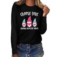 thumbnail image 2 of EQWLJWE Valentine's Day Sweatshirt for Women, Gnome Graphic Plaid Shirts Long Sleeve Crewneck Holiday Pullover Tops, 2 of 4