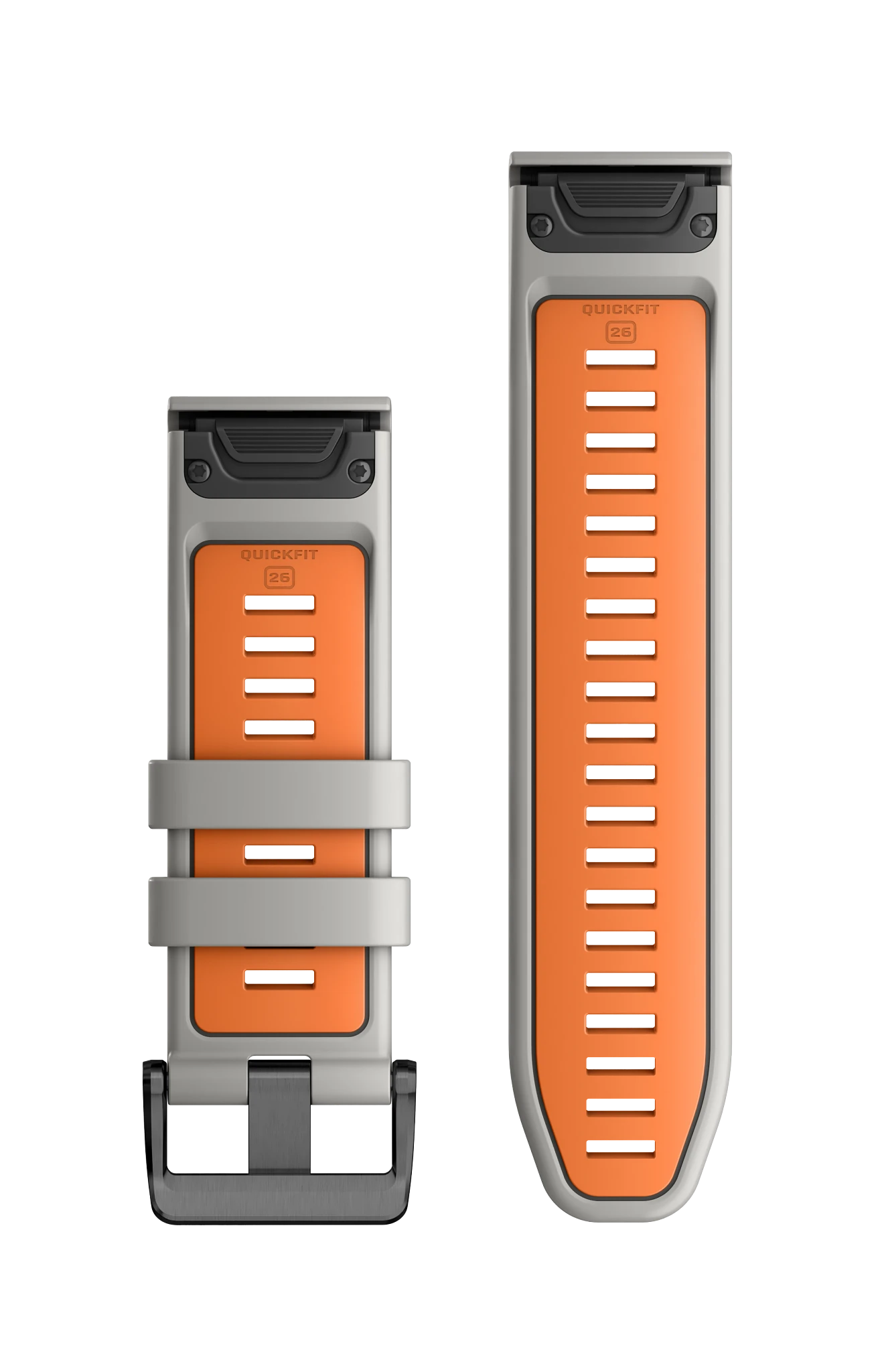 Garmin QuickFit® 22 Watch Bands, Fog Gray/Ember Orange Silicone