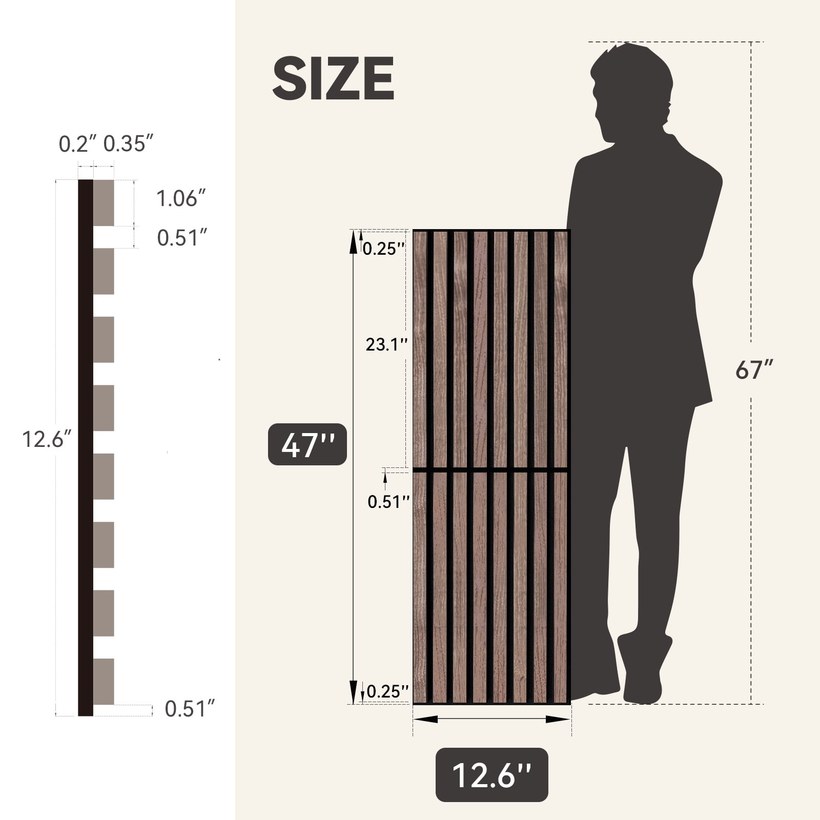 Upick Foldable Acoustic Wall Panels, 4 Pack 48" x 12.6" MDF Slat Wood Panels for Wall, Sound Absorbing Wall Panels for Interior Wall Decor, Walnut