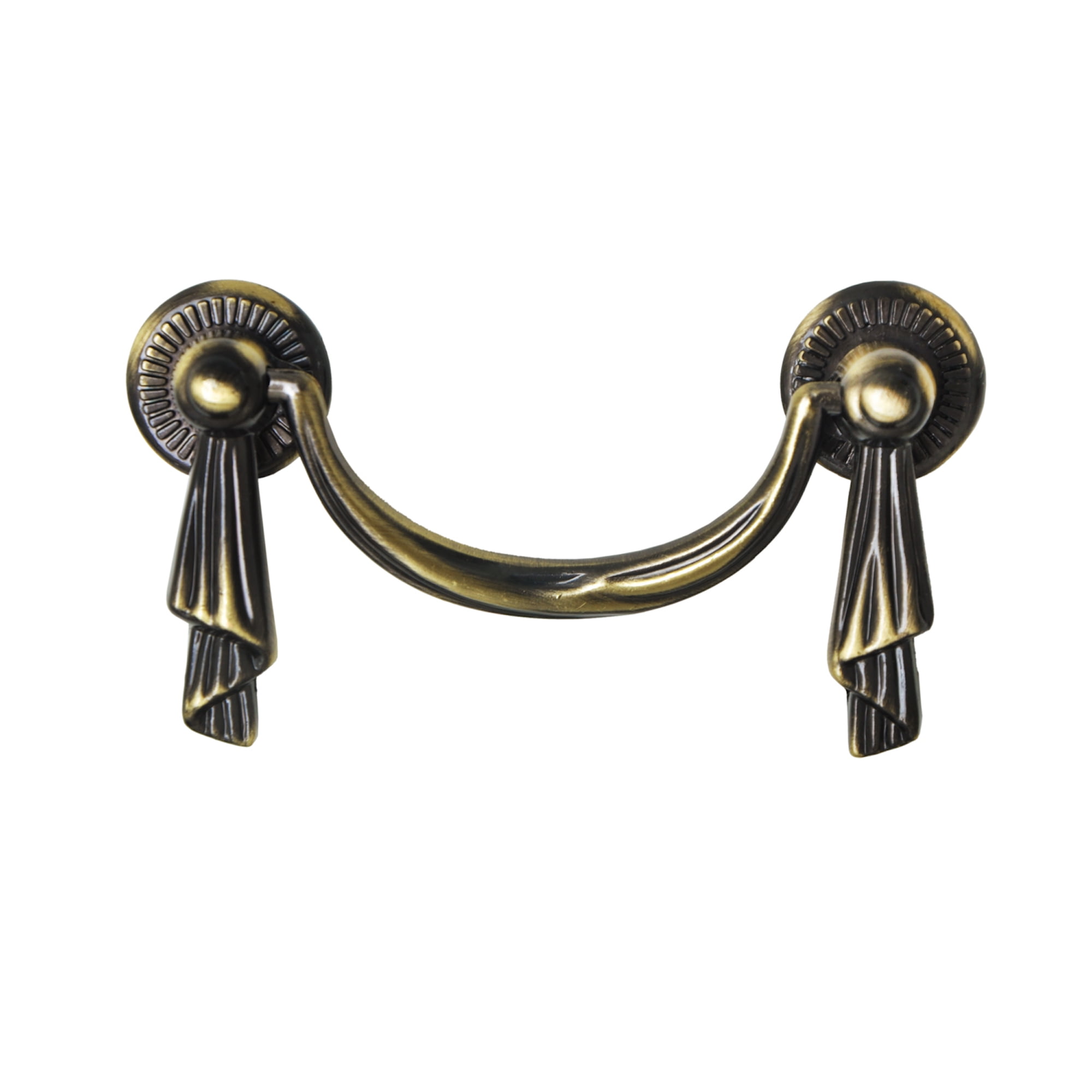 Utopia Alley 5pcs Lauren Pull Handle - Decorative Cabinet Drop Pull Handles- Vintage Cabinet Hardware with Hand Finished Antique Brass - Metal Drawer Pull Handle, 2.5" Center to Center