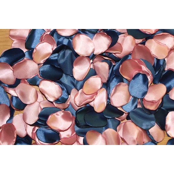 Navy Blue Rose Petals Wedding Table Centerpieces 100pcs Artificial Flowers for Decoration Flower Girl Scatter (Navy Blue & Dusty Pink)