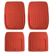 FH Group Universal Fit Faux Leather Deep Dish Floor Mats, Trim-to-Fit Mats for Cars, Sedan, SUV, Truck - Red