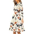 thumbnail image 2 of FKELYI Cartoon Chicken Women Dress Size 4XL Lightweight Round Neck Swing Skater Dress for Ladies Elastic Women's Wear to Work Dresses Midi, 2 of 4