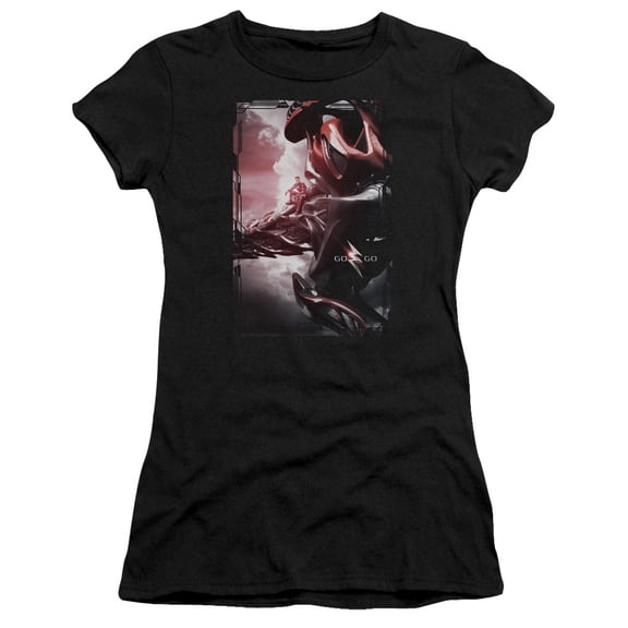 Power Rangers Red Zord Poster Junior Women's T-Shirt Sheer Black