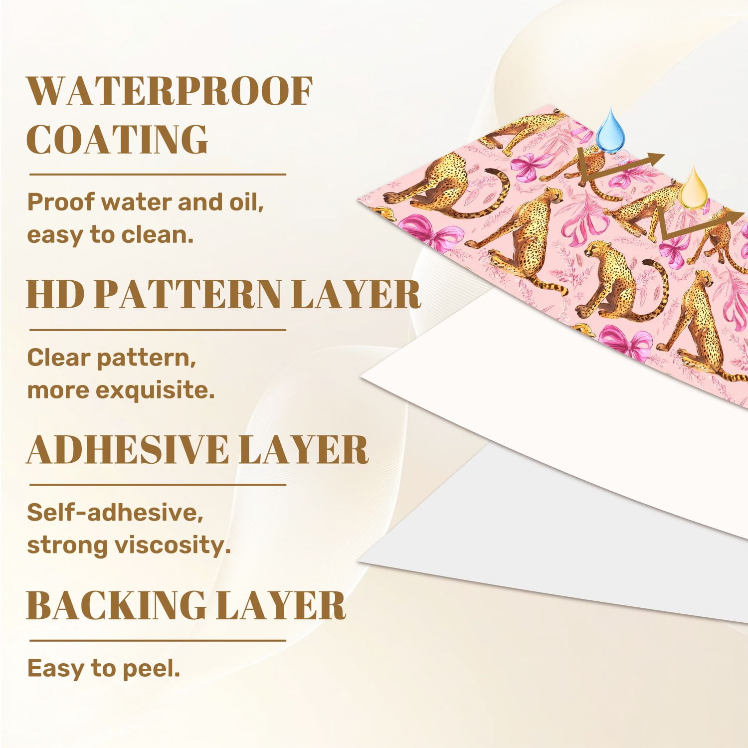 Cheetah Peel and Stick Wallpaper 17.7in x 9.8ft Leopard Cheetah Pink Floral Contact Paper Vinyl Waterproof Self Adhesive Wall Paper for Bedroom Shelf Cabinet Renter Friendly