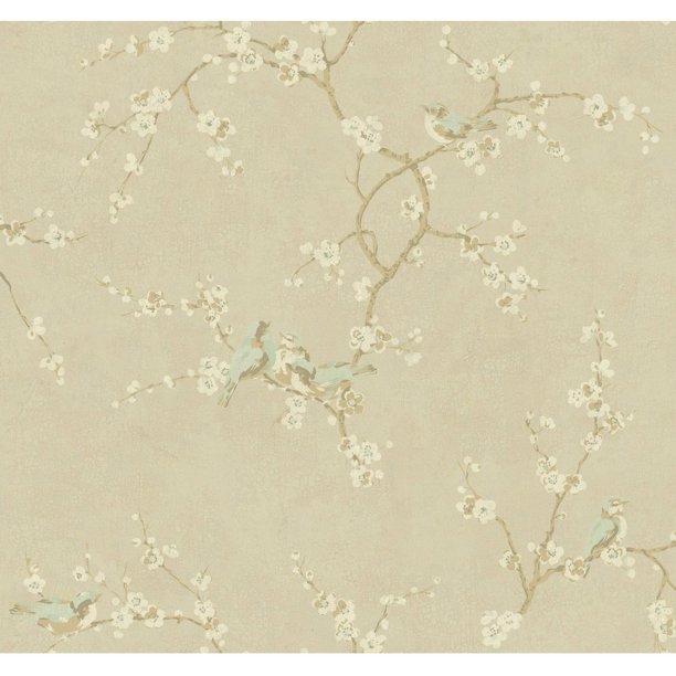 York Wallcoverings Birds with Blossoms Beige Removable Wallpaper
