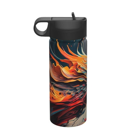 

Daiia Dynamic Fire Bird Art Printed 18oz Sports Insulated Kettle With Straw Water Bottle For Running Hiking Cycling Climbing Mens Woman S Sports Water Bottle