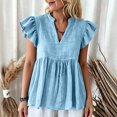 thumbnail image 5 of Msgweeeg Blouse for Women Short Sleeve V Neck Womens Dressy Tops Solid Color Loose Fit Trendy Summer Shirts for Women for Travel and Vacation, 5 of 7
