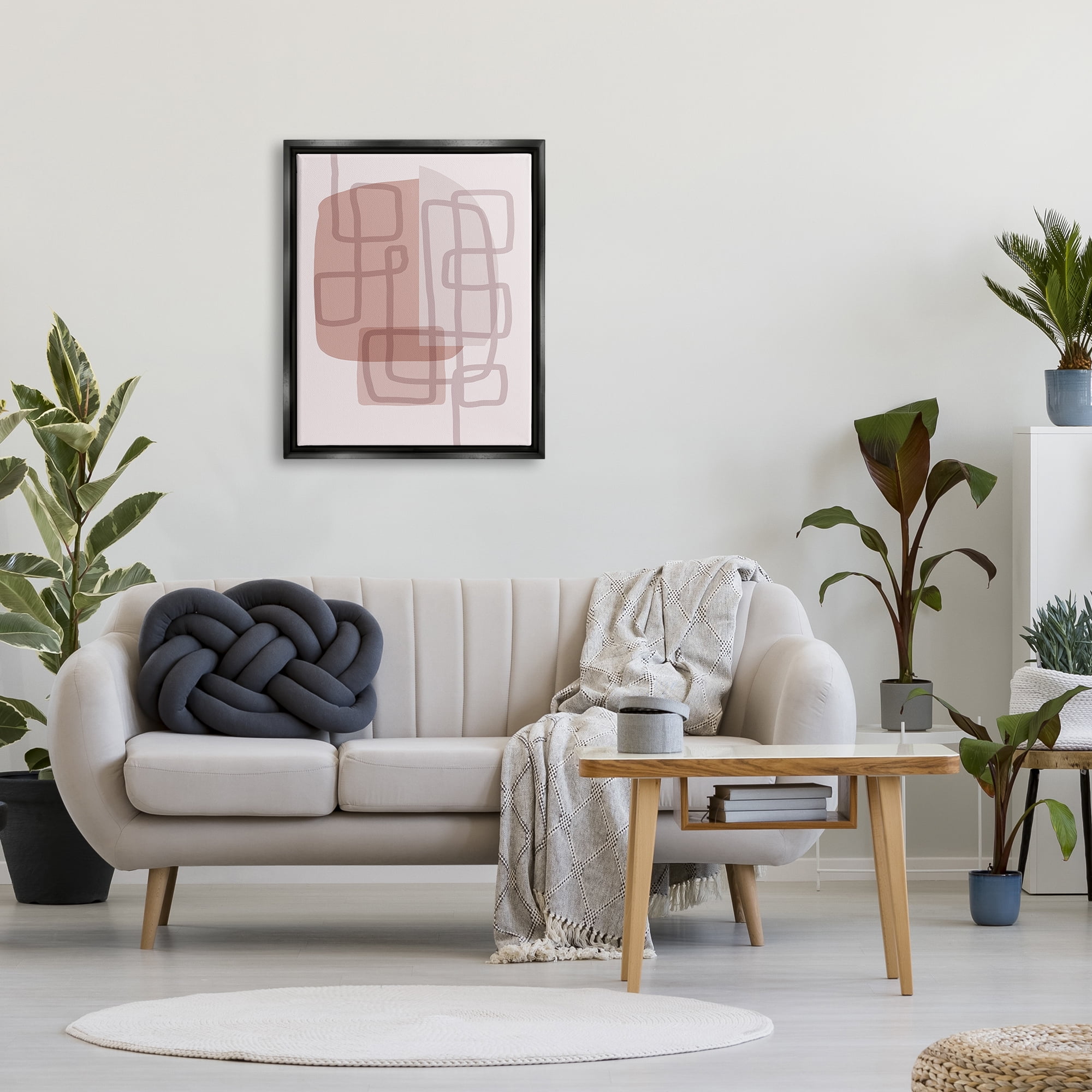 Stupell Industries Neutral Hues Abstract Shapes Abstract Painting Black Floater Framed Art Print Wall Art