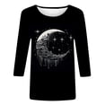 thumbnail image 4 of Zylarhe Womens T Shirts Women's 3/4 Sleeve Graphic T-Shirts 2024 Fashion Crew Neck Casual Tops Plus Size Comfortable Soft Stretch Tees, 4 of 5