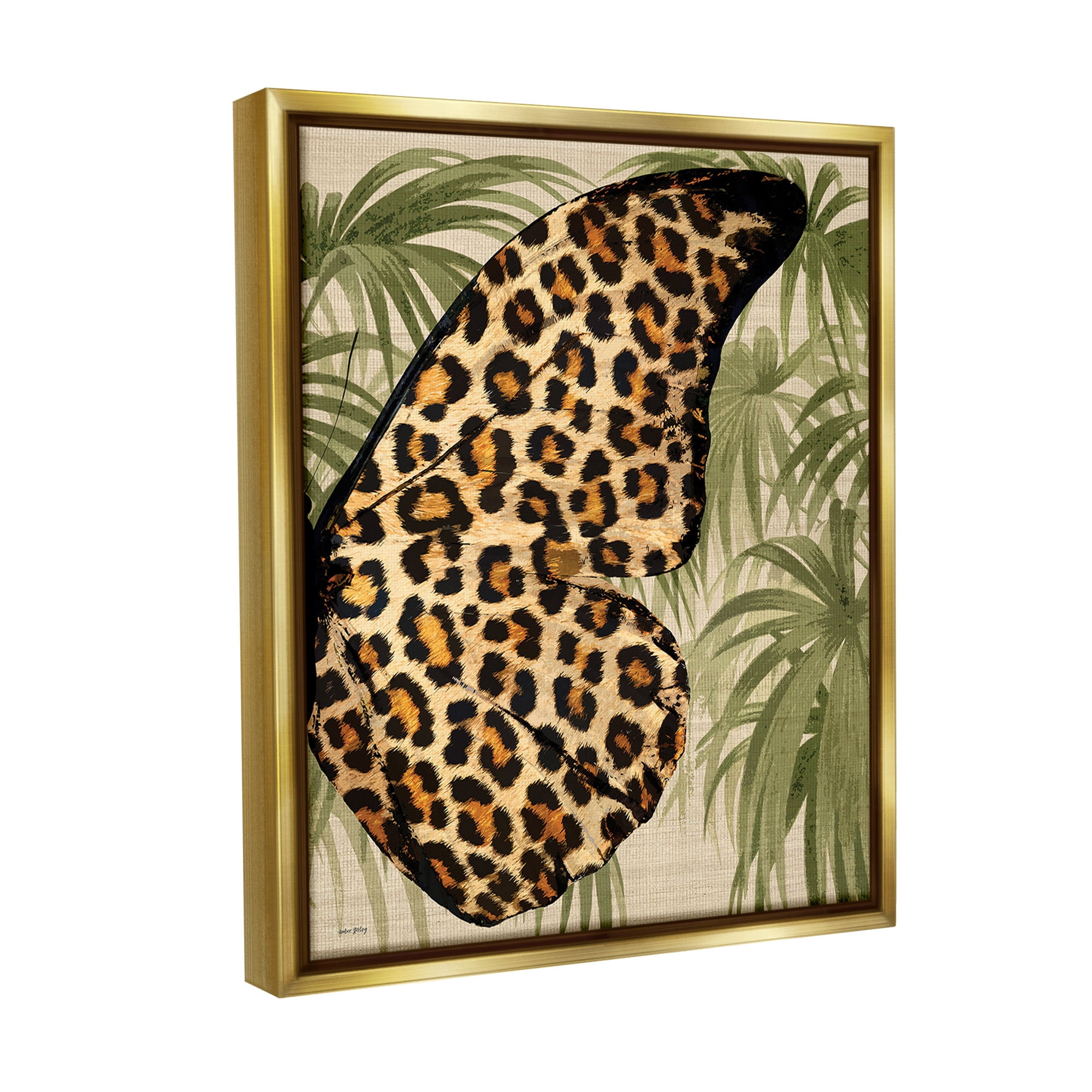 Stupell Industries Butterfly Wing with Pattern Animals & Insects Painting Gold Floater Framed Canvas Art Print Wall Art, 17 x 21