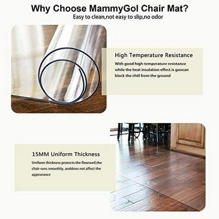 Office Chair Mat for Hard Wood Floors 36x47 Heavy Duty Floor Protector Easy Clean