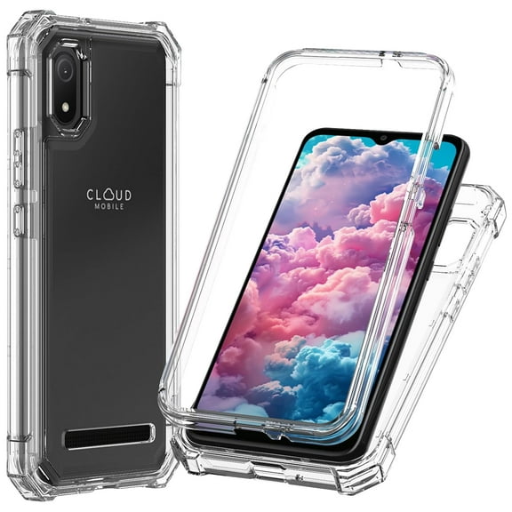 TJS for Cloud Mobile Stratus C8 Phone Case, Full Body Protective Heavy Duty Hybrid Bumper Cover (Clear)