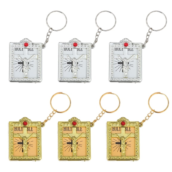 FUTUREORYY 6Pcs Cross Keychain Religious Symbol Plastic Pendant Bag Accessory