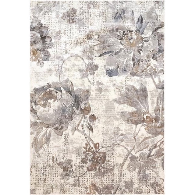 Dynamic Rugs BS7106525900 6 ft. 7 in. x 9 ft. 6 in. Blossom 6525 Rectangle Transitional Area Rug - 900 Cream & Grey