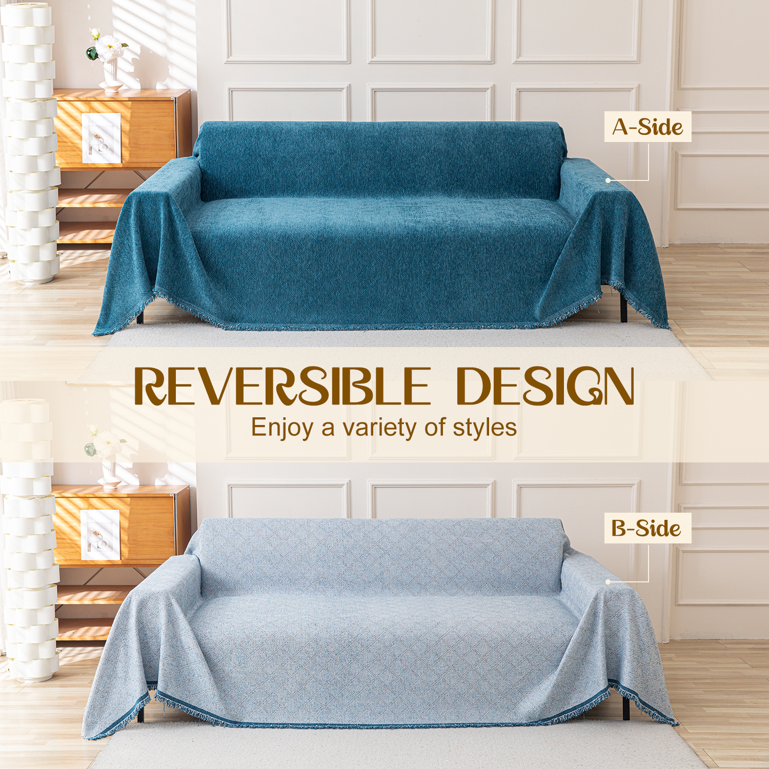 Jessy Home Sofa Cover Slipcover Couch Cover Protector Durable Multi-Function Furniture Cover for Pets Dogs Cats Home Decor Sofa Covers for Living Room 71"x 134"Deep Blue