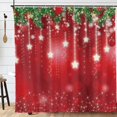 thumbnail image 2 of Winter Christmas Shower Curtain Xmas New Year Snowflackes Snow Pine Leaves Bathroom Curtain Durable Waterproof Fabric 72x72 inch, 2 of 7