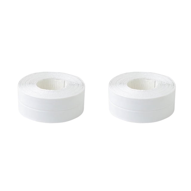 Injueey 2 uds cinta adhesiva de PVC duradero 1 rollo cocina baño pared sellado cinta Gadgets impermeable a prueba de moho 3,2 m x 3,8 blanco 2piezas