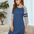 thumbnail image 3 of Women Nightgown 3/4 Sleeve Sleepshirts Round Neck Sleep Shirt Loose Comfy Pajama Shirt, 3 of 5